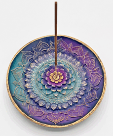 Colored Mandala Round Incense Burner